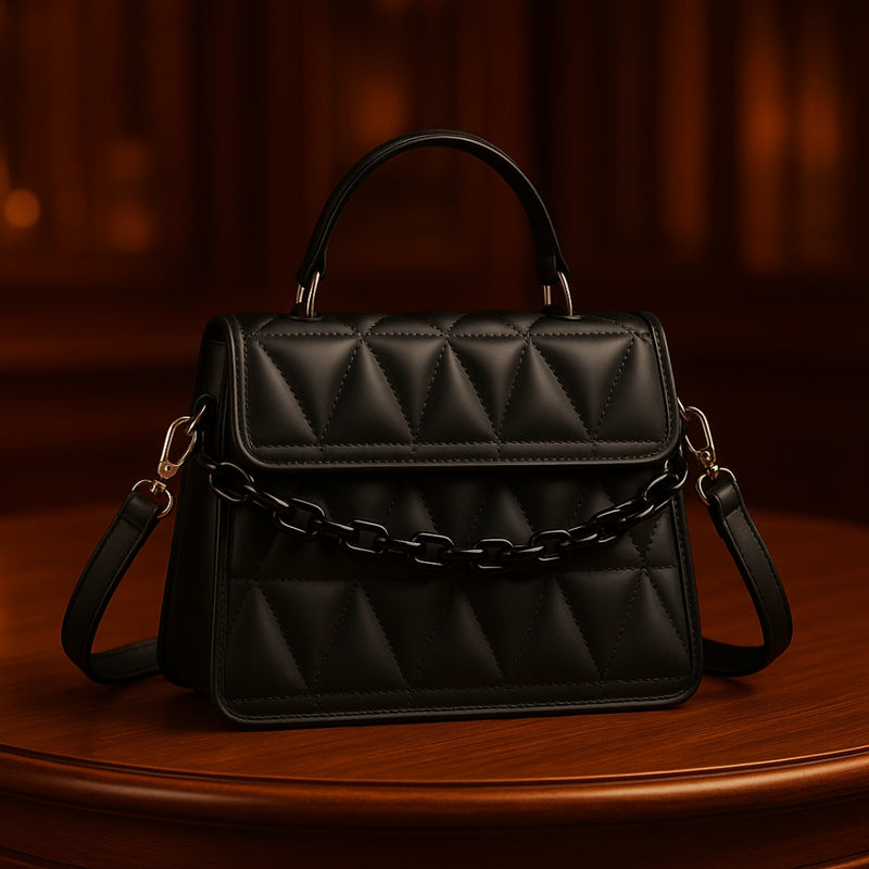 Black Texturized Casual Handbag - Imagen 1