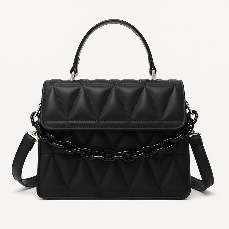 Black Texturized Casual Handbag - Imagen 2