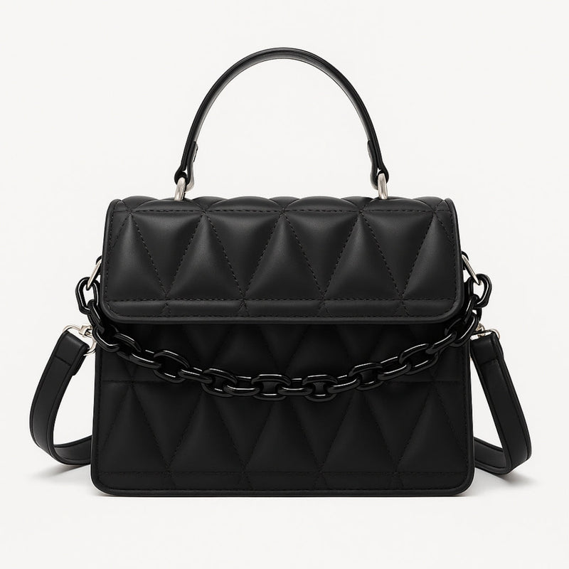 Black Texturized Casual Handbag - Imagen 2
