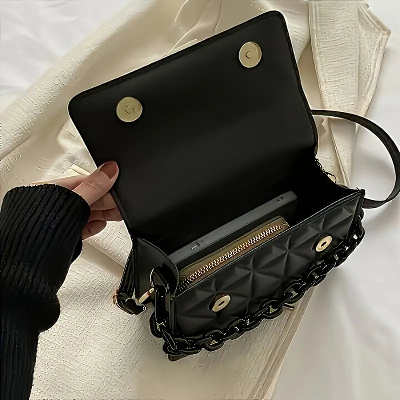 Black Texturized Casual Handbag - Imagen 7