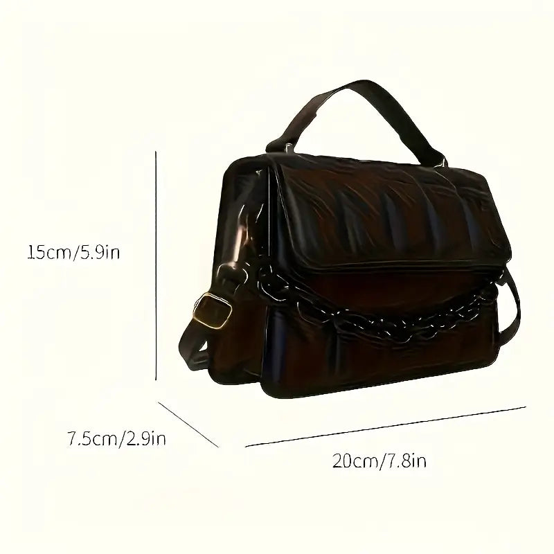 Black Texturized Casual Handbag - Imagen 8