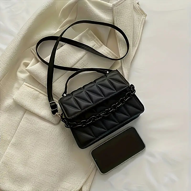 Black Texturized Casual Handbag - Imagen 6