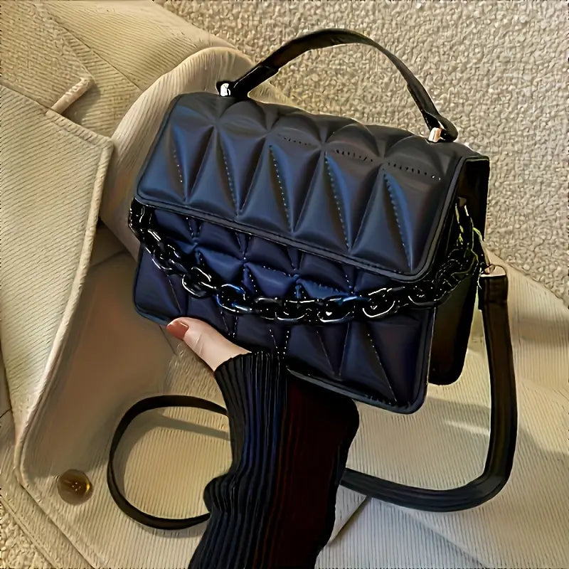Black Texturized Casual Handbag - Imagen 4