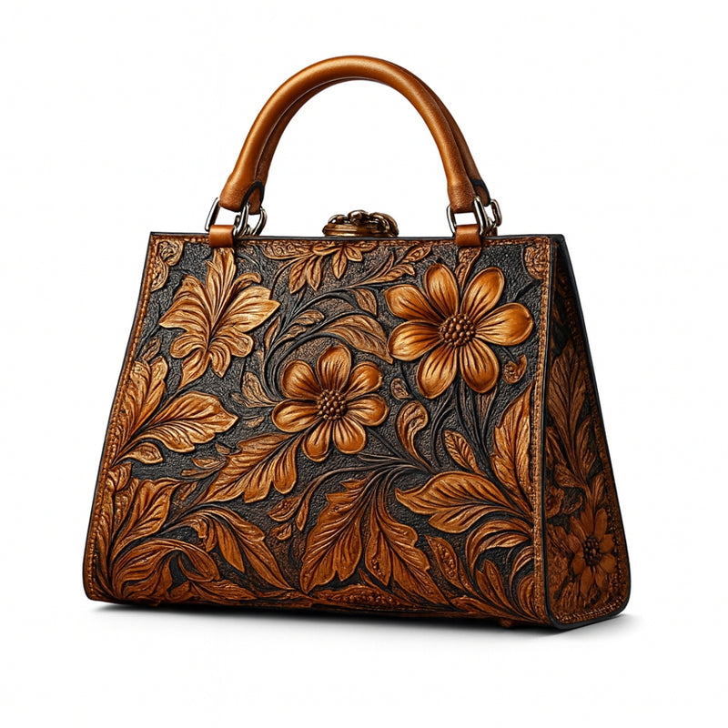 Floral Luxury Leather Handbag - Imagen 1