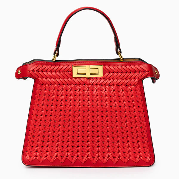 Leather Rail Golden Lock Bag