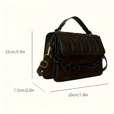 Black Texturized Casual Handbag